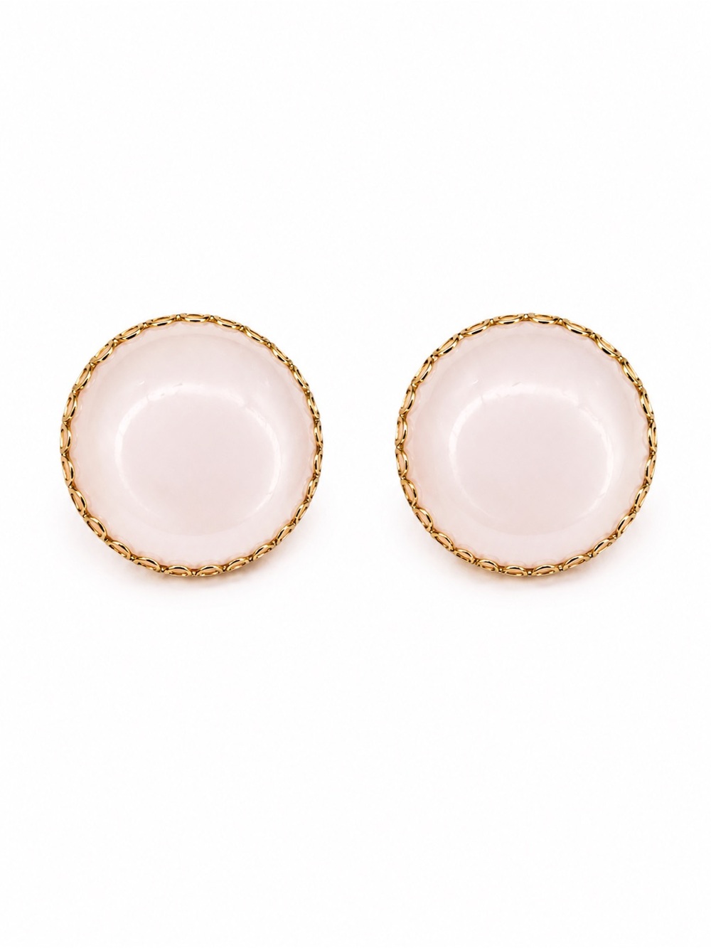 Vintage Pearly White Acrylic Clip-On Earrings Gold Tone Large Statement